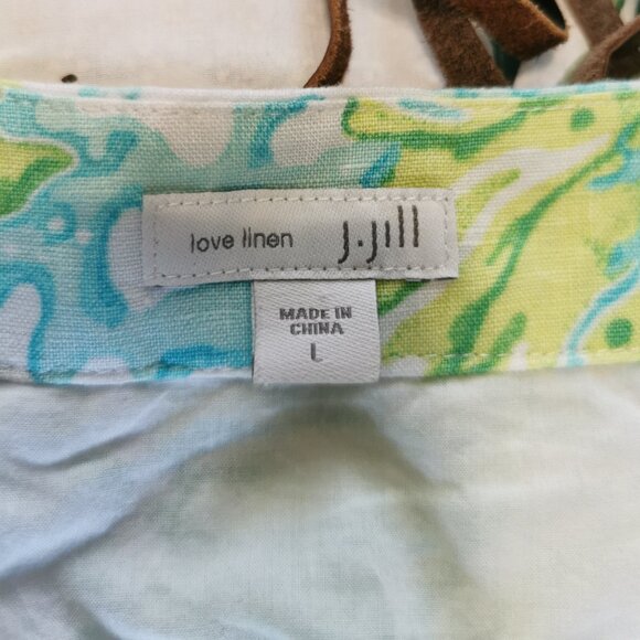 J Jill Love Linen Dress Floral Sleeveless Shift Pockets Colorful  Size L 0193 - Picture 4 of 5